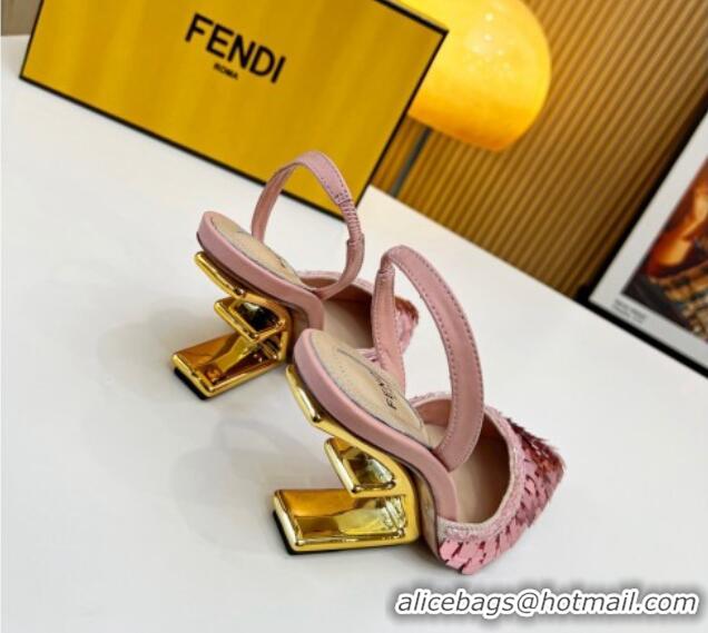 Perfect Fendi First Slingbacks High Heel Pumps 9.5cm in Pink Sequin 420100