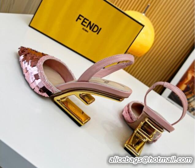 Perfect Fendi First Slingbacks High Heel Pumps 9.5cm in Pink Sequin 420100