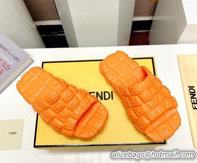 Sophisticated Fendi Cloud Slides Sandals in FF Rubber Orange 0420103