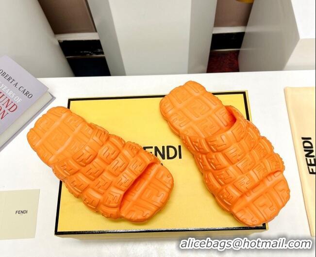 Sophisticated Fendi Cloud Slides Sandals in FF Rubber Orange 0420103