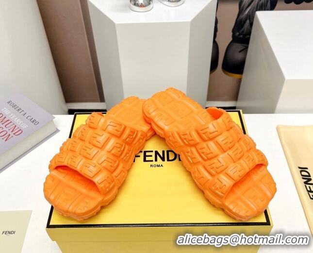 Sophisticated Fendi Cloud Slides Sandals in FF Rubber Orange 0420103