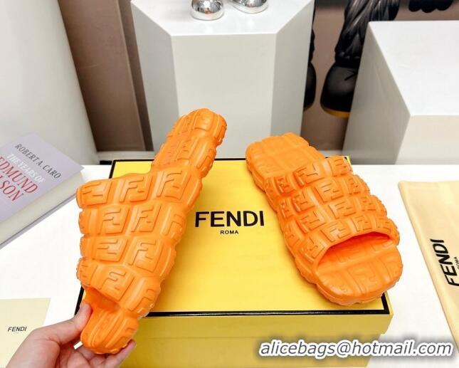 Sophisticated Fendi Cloud Slides Sandals in FF Rubber Orange 0420103