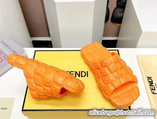 Sophisticated Fendi Cloud Slides Sandals in FF Rubber Orange 0420103