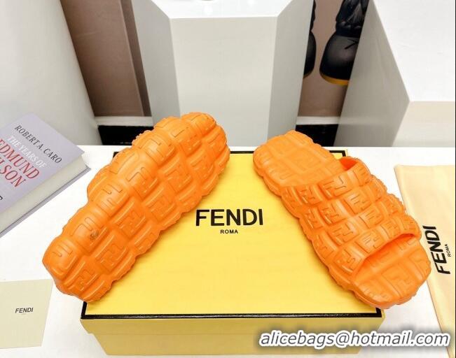 Sophisticated Fendi Cloud Slides Sandals in FF Rubber Orange 0420103