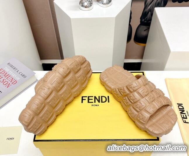 Grade Quality Fendi Cloud Slides Sandals in Beige FF Rubber 0420104