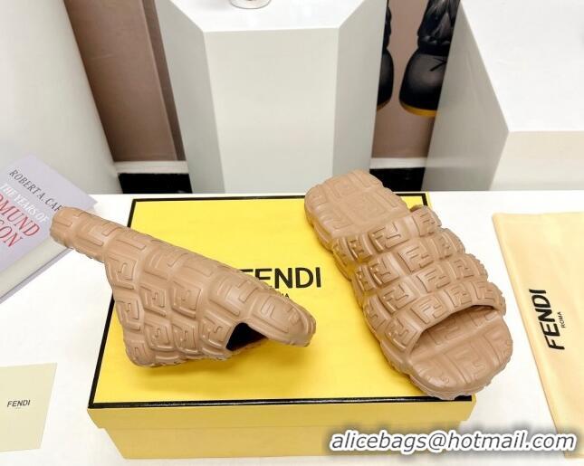 Grade Quality Fendi Cloud Slides Sandals in Beige FF Rubber 0420104