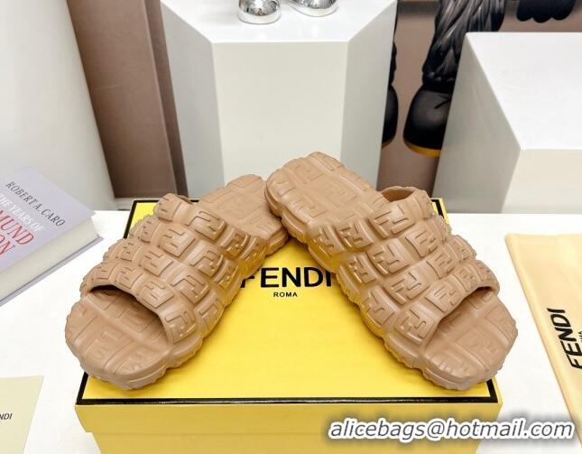 Grade Quality Fendi Cloud Slides Sandals in Beige FF Rubber 0420104