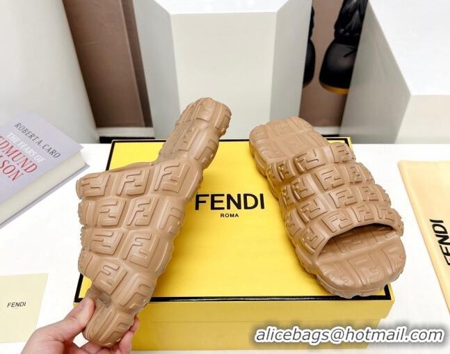 Grade Quality Fendi Cloud Slides Sandals in Beige FF Rubber 0420104