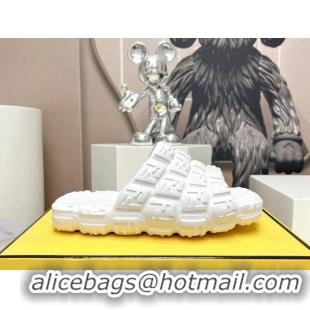 Good Quality Fendi Cloud Slides Sandals in White FF Rubber 420105