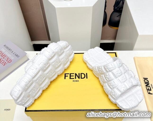 Good Quality Fendi Cloud Slides Sandals in White FF Rubber 420105