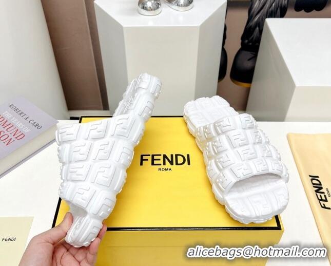 Good Quality Fendi Cloud Slides Sandals in White FF Rubber 420105