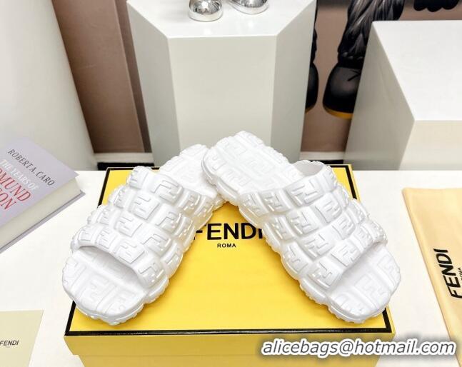 Good Quality Fendi Cloud Slides Sandals in White FF Rubber 420105