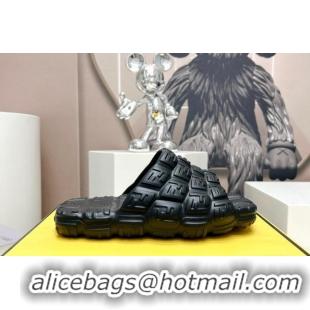 Good Product Fendi Cloud Slides Sandals in Black FF Rubber 420106