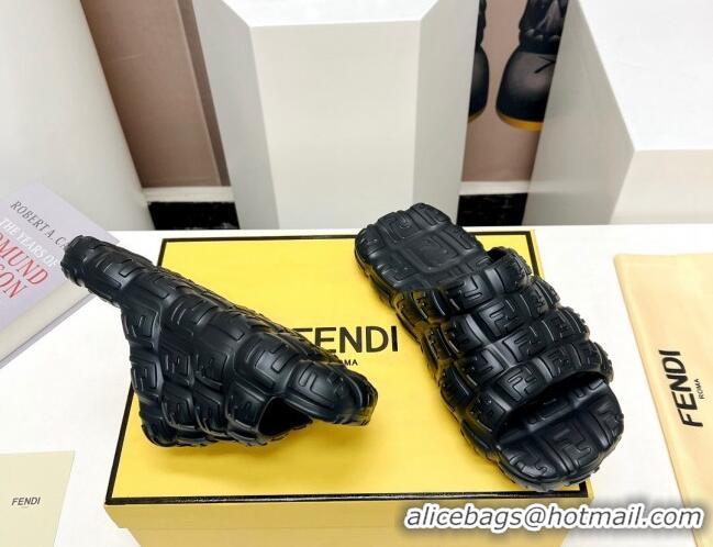 Good Product Fendi Cloud Slides Sandals in Black FF Rubber 420106