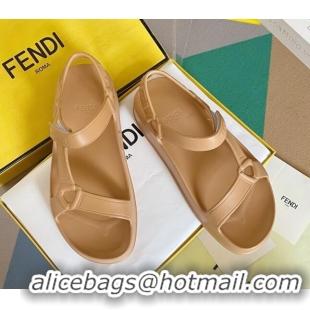 Popular Style Fendi Feel Rubber Sandals Brown 62028