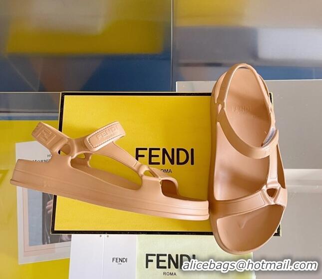 Popular Style Fendi Feel Rubber Sandals Brown 62028