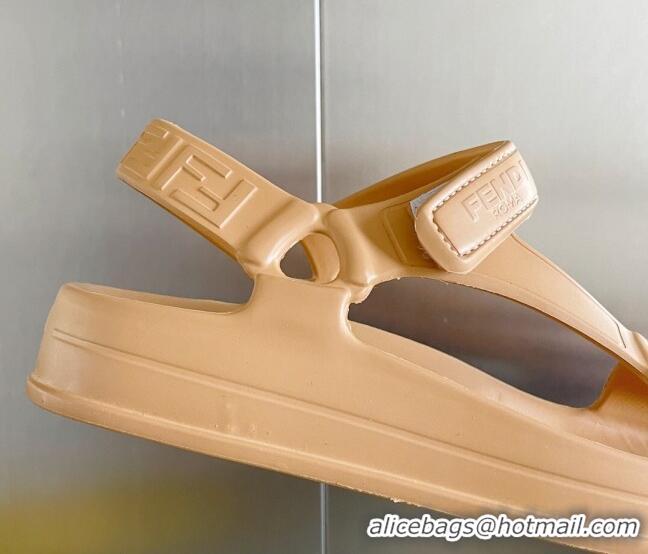 Popular Style Fendi Feel Rubber Sandals Brown 62028