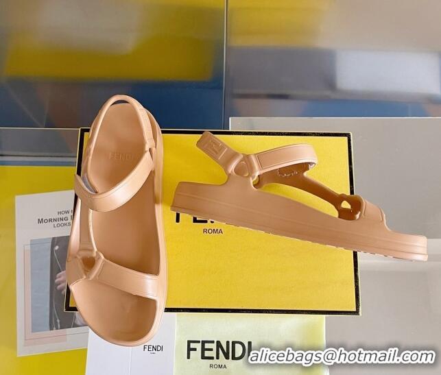 Popular Style Fendi Feel Rubber Sandals Brown 62028