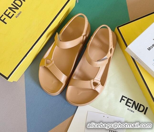 Popular Style Fendi Feel Rubber Sandals Brown 62028