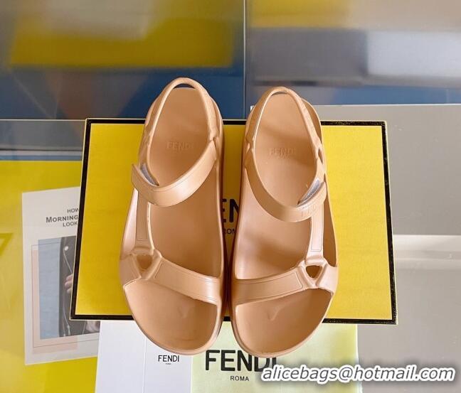 Popular Style Fendi Feel Rubber Sandals Brown 62028