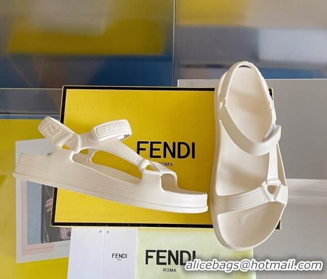 Best Product Fendi Feel Rubber Sandals White 62027