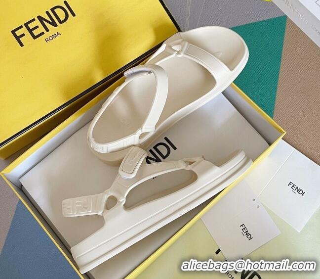 Best Product Fendi Feel Rubber Sandals White 62027