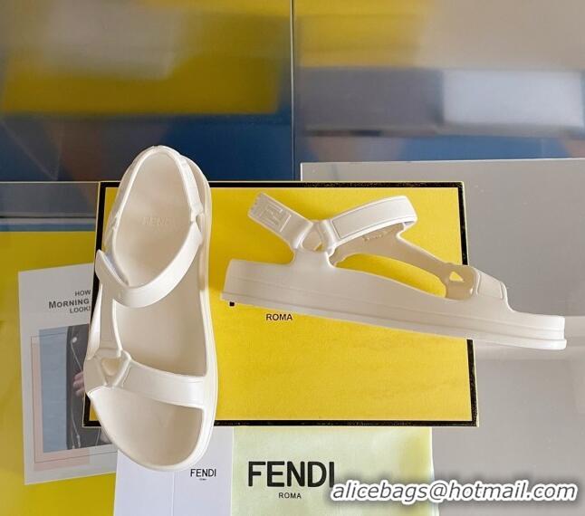 Best Product Fendi Feel Rubber Sandals White 62027