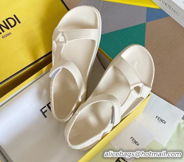 Best Product Fendi Feel Rubber Sandals White 62027