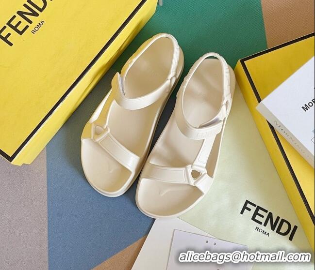 Best Product Fendi Feel Rubber Sandals White 62027