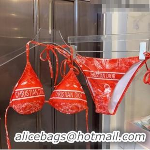 ​Most Popular Dior Toile de Jouy Two Pieces Swimwear D3116 Red 2023