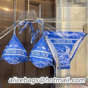 Buy Fashionable Dior Toile de Jouy Two Pieces Swimwear D3116 Blue 2023