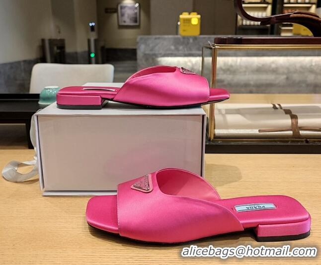 Purchase Prada Silk Flat Slide Sandals Begonia Pink 022467