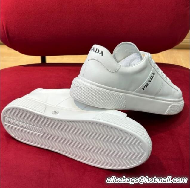 Popular Style Prada Soft Leather Sneakers with PRADA Band White 022487