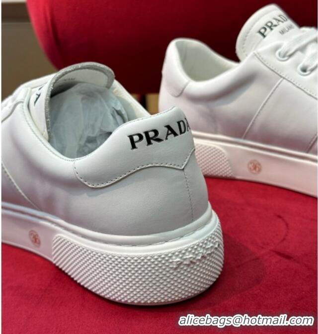 Popular Style Prada Soft Leather Sneakers with PRADA Band White 022487