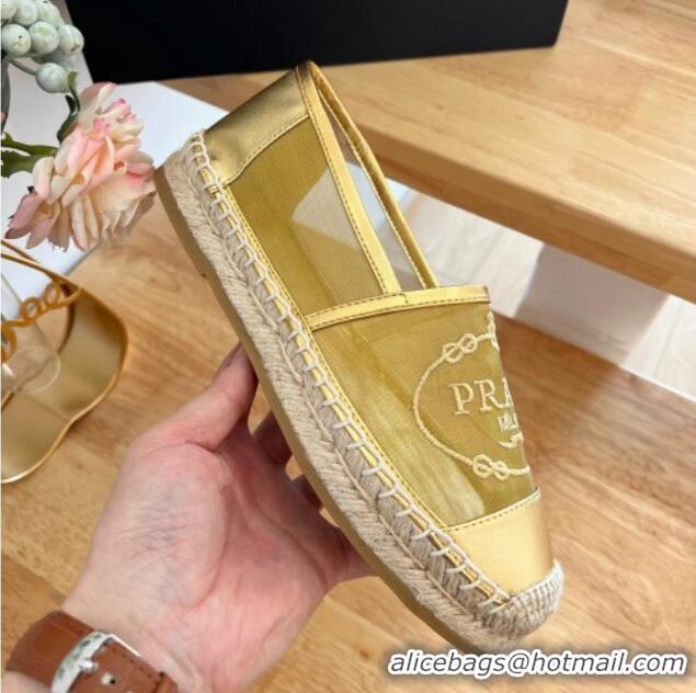 Grade Quality Prada Logo Mesh Espadrilles Gold 224105