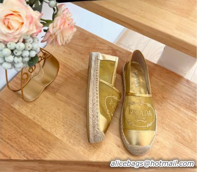 Grade Quality Prada Logo Mesh Espadrilles Gold 224105