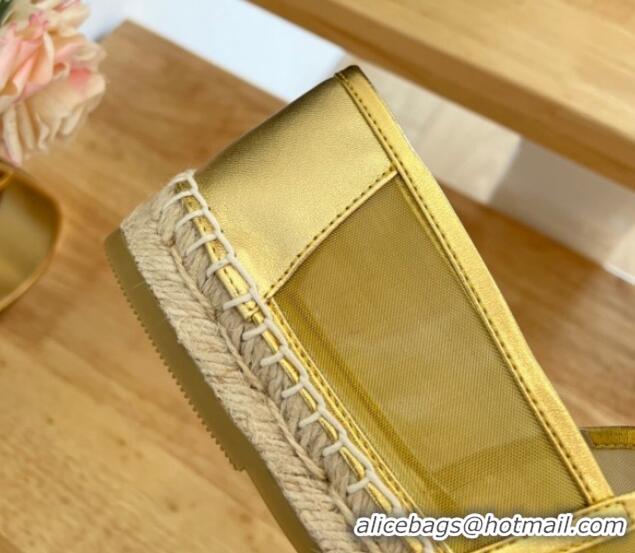 Grade Quality Prada Logo Mesh Espadrilles Gold 224105