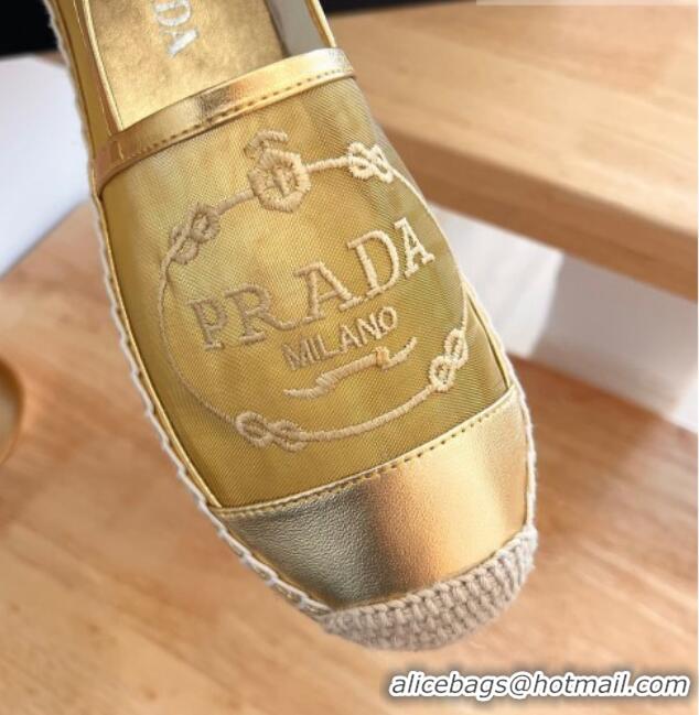 Grade Quality Prada Logo Mesh Espadrilles Gold 224105