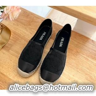 Best Grade Prada Logo Mesh Espadrilles Black 224106