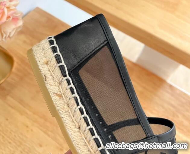 Best Grade Prada Logo Mesh Espadrilles Black 224106