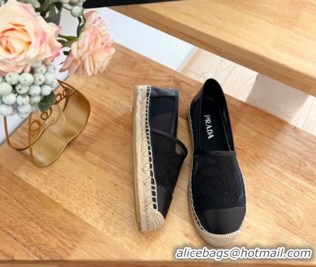 Best Grade Prada Logo Mesh Espadrilles Black 224106