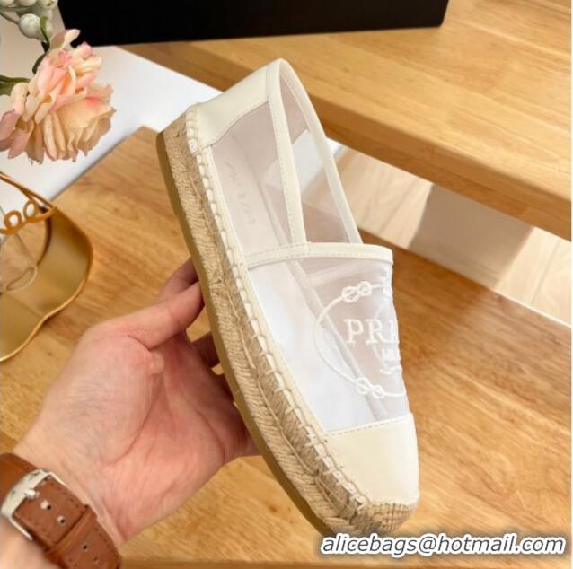 Classic Specials Prada Logo Mesh Espadrilles White 224107