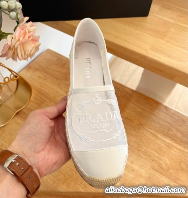 Classic Specials Prada Logo Mesh Espadrilles White 224107