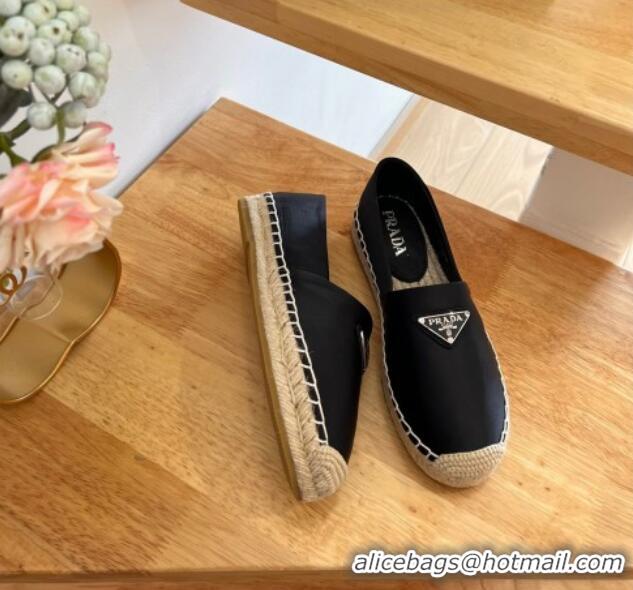 Unique Style Prada Logo Nylon Espadrilles Black 224109