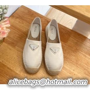 Best Price Prada Logo Nylon Espadrilles White 224112