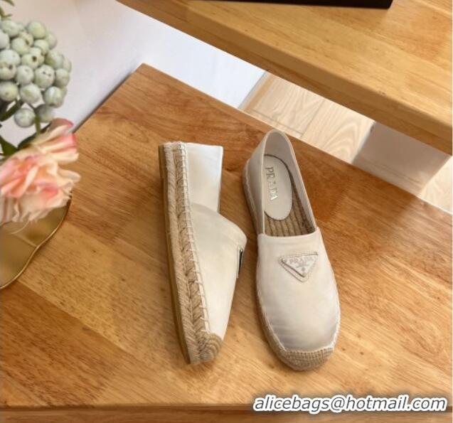 Best Price Prada Logo Nylon Espadrilles White 224112