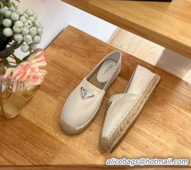 Best Price Prada Logo Nylon Espadrilles White 224112