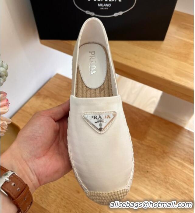 Best Price Prada Logo Nylon Espadrilles White 224112