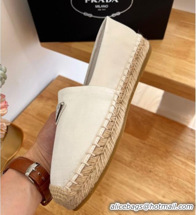 Best Price Prada Logo Nylon Espadrilles White 224112