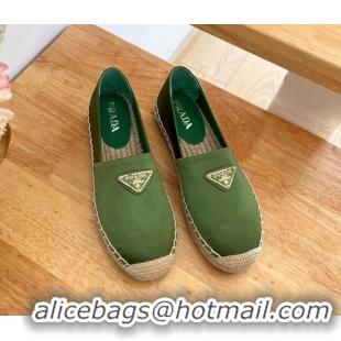 Good Quality Prada Logo Nylon Espadrilles Green 224113